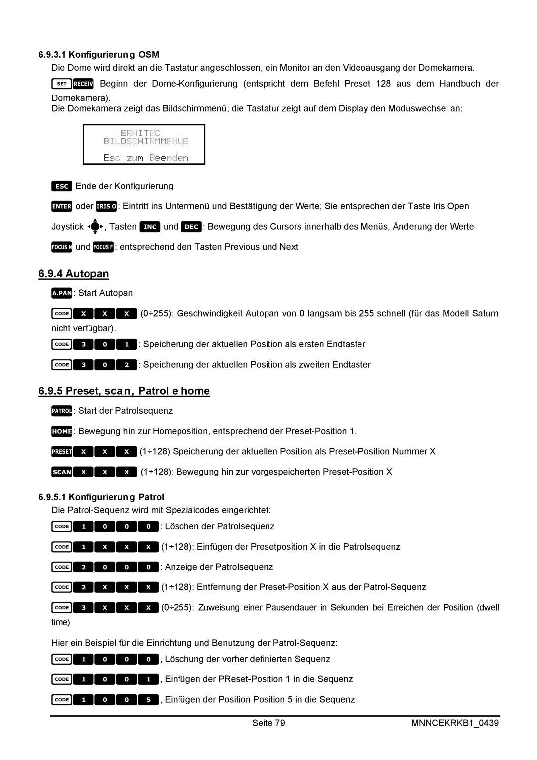 EverFocus EKR-KB1 operating instructions Preset, scan, Patrol e home, Konfigurierung Patrol 