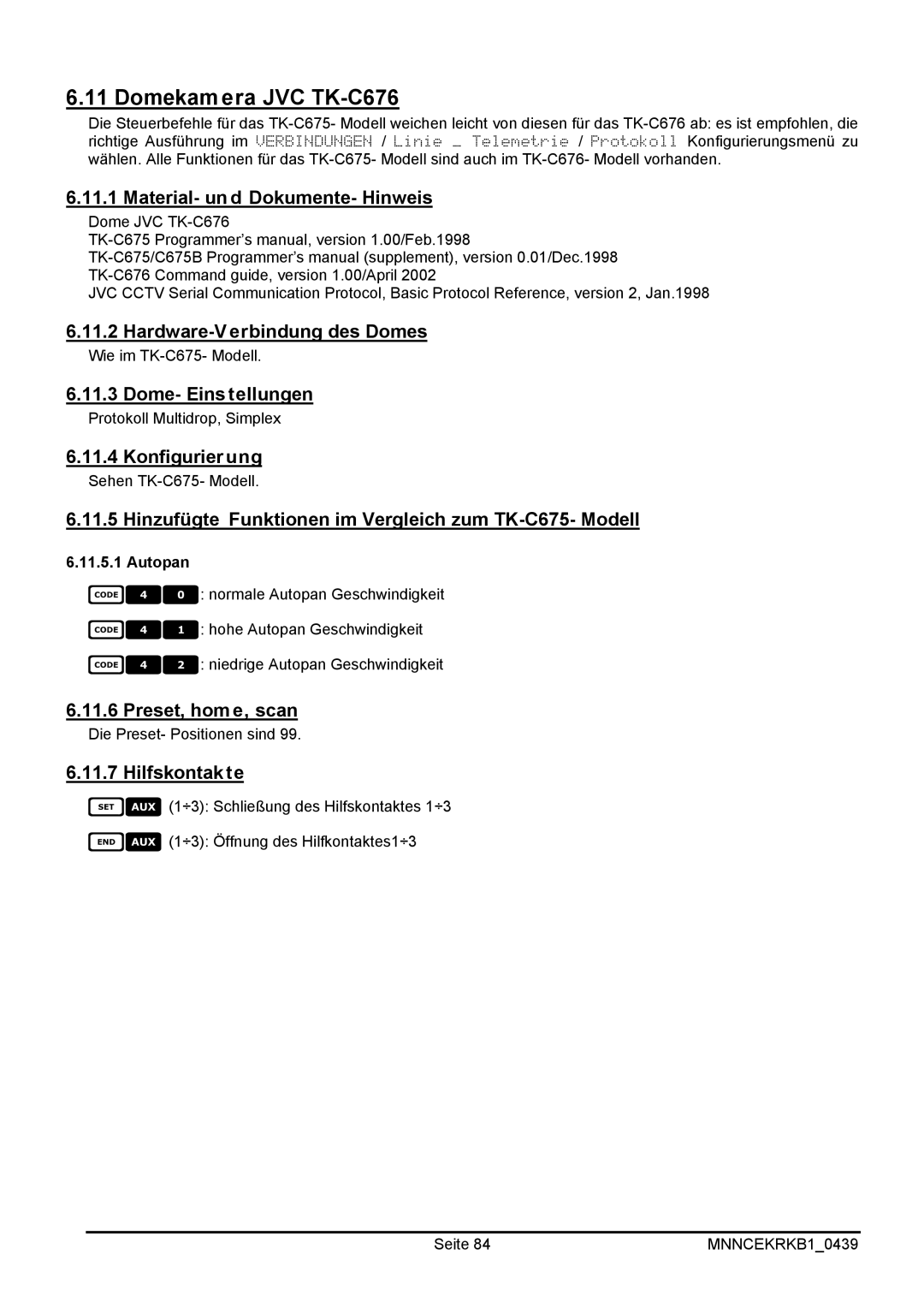 EverFocus EKR-KB1 operating instructions Domekamera JVC TK-C676 