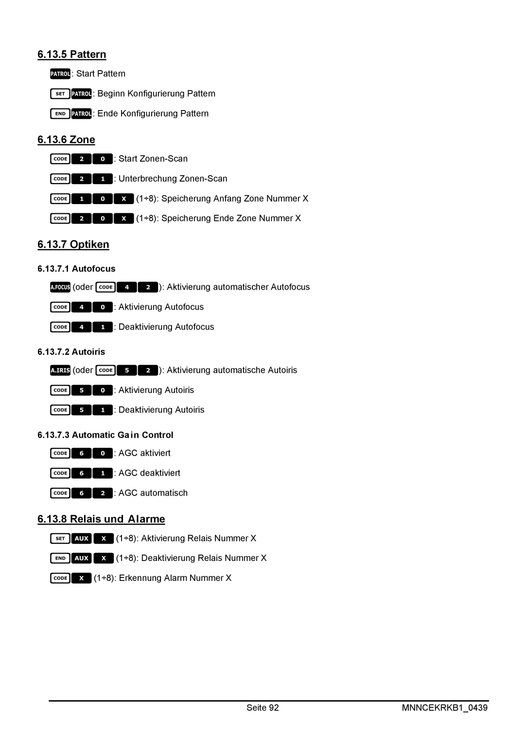 EverFocus EKR-KB1 operating instructions Pattern, Relais und Alarme 