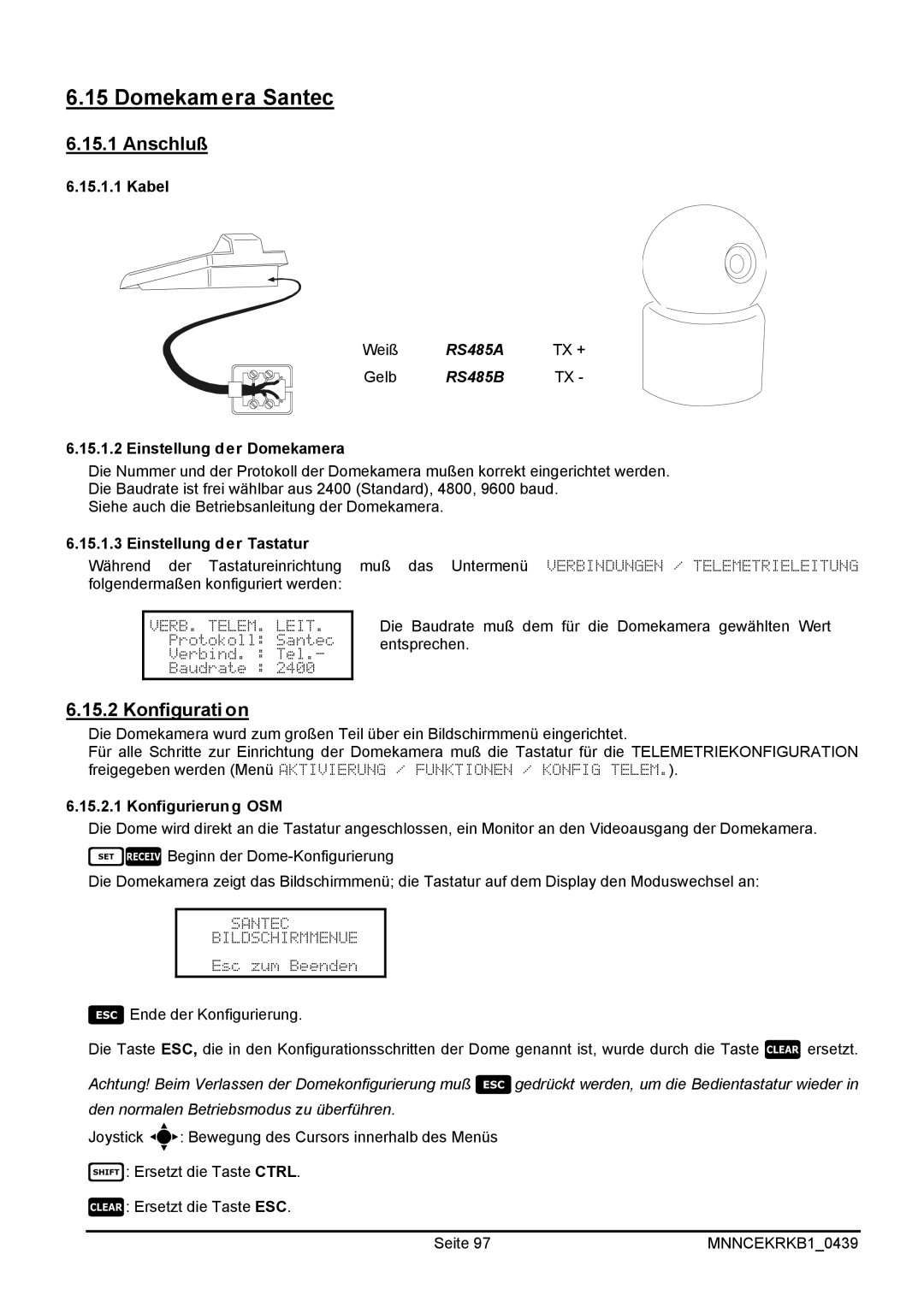 EverFocus EKR-KB1 operating instructions Domekamera Santec, Anschluß 