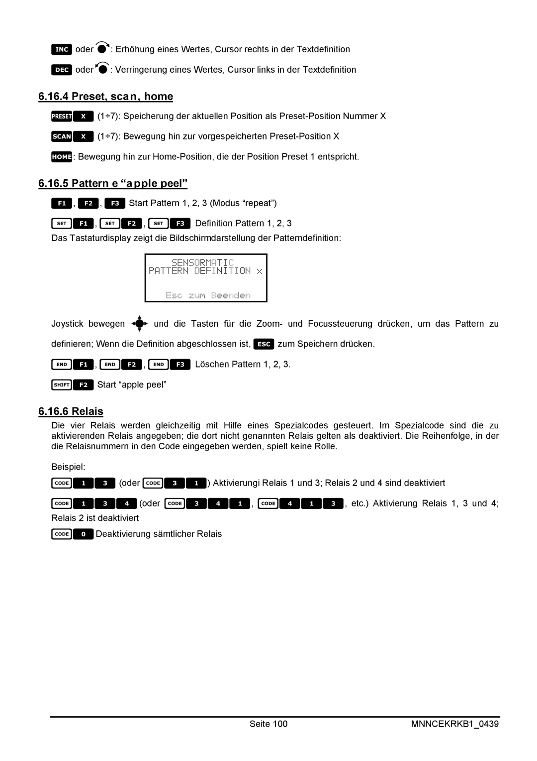 EverFocus EKR-KB1 operating instructions Pattern e apple peel, Relais 