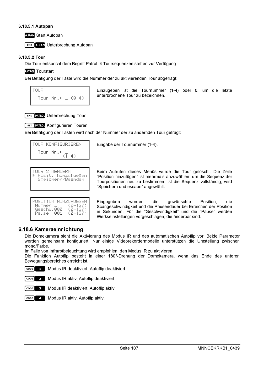 EverFocus EKR-KB1 operating instructions Kameraeinrichtung, Autopan 