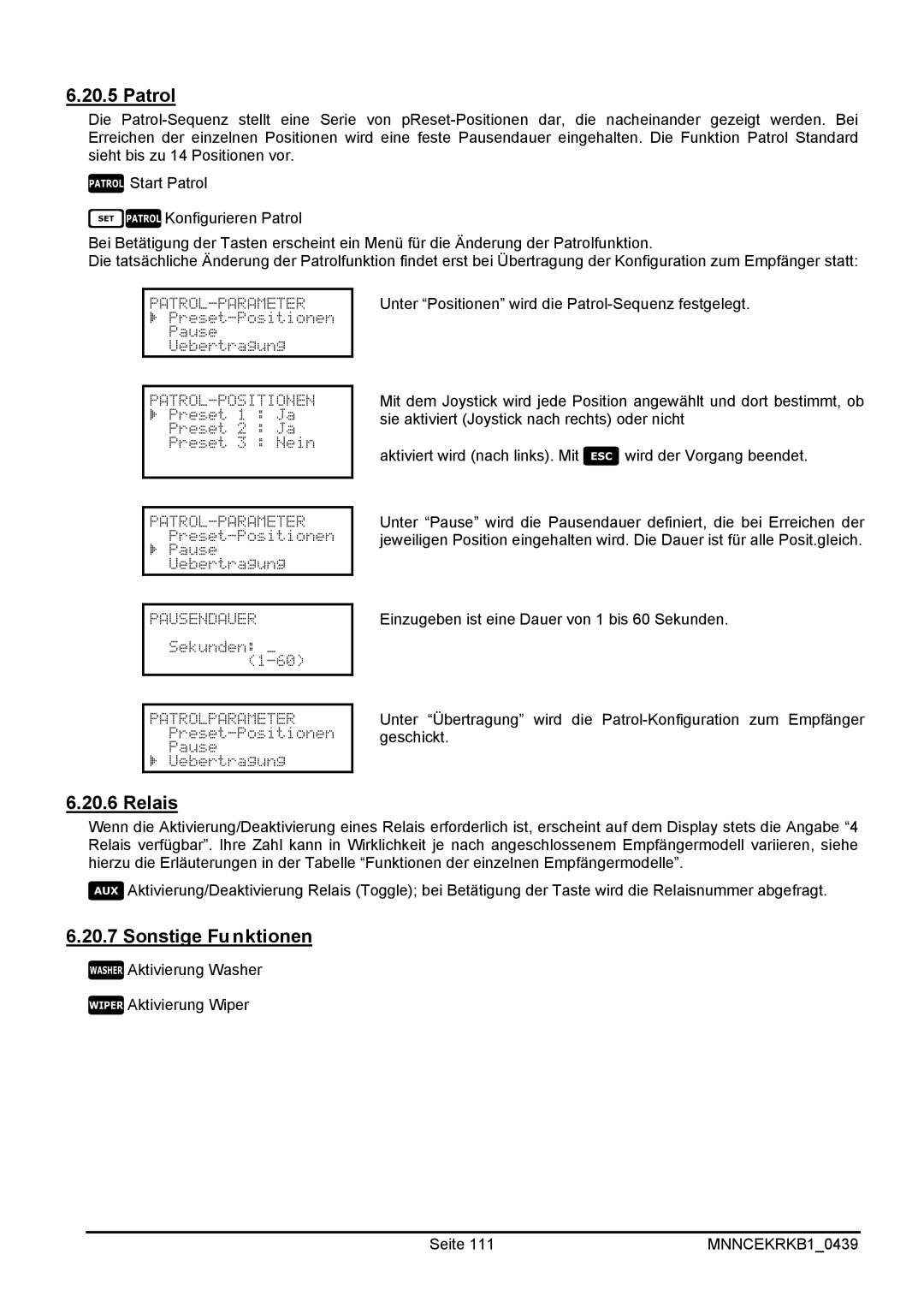 EverFocus EKR-KB1 operating instructions Unter Positionen wird die Patrol-Sequenz festgelegt 