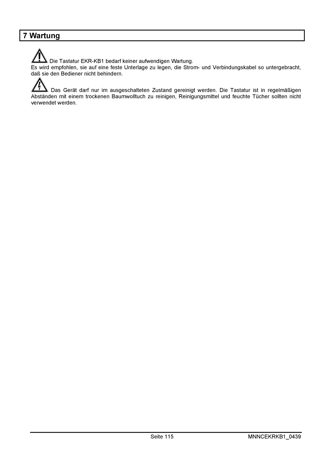 EverFocus EKR-KB1 operating instructions Wartung 