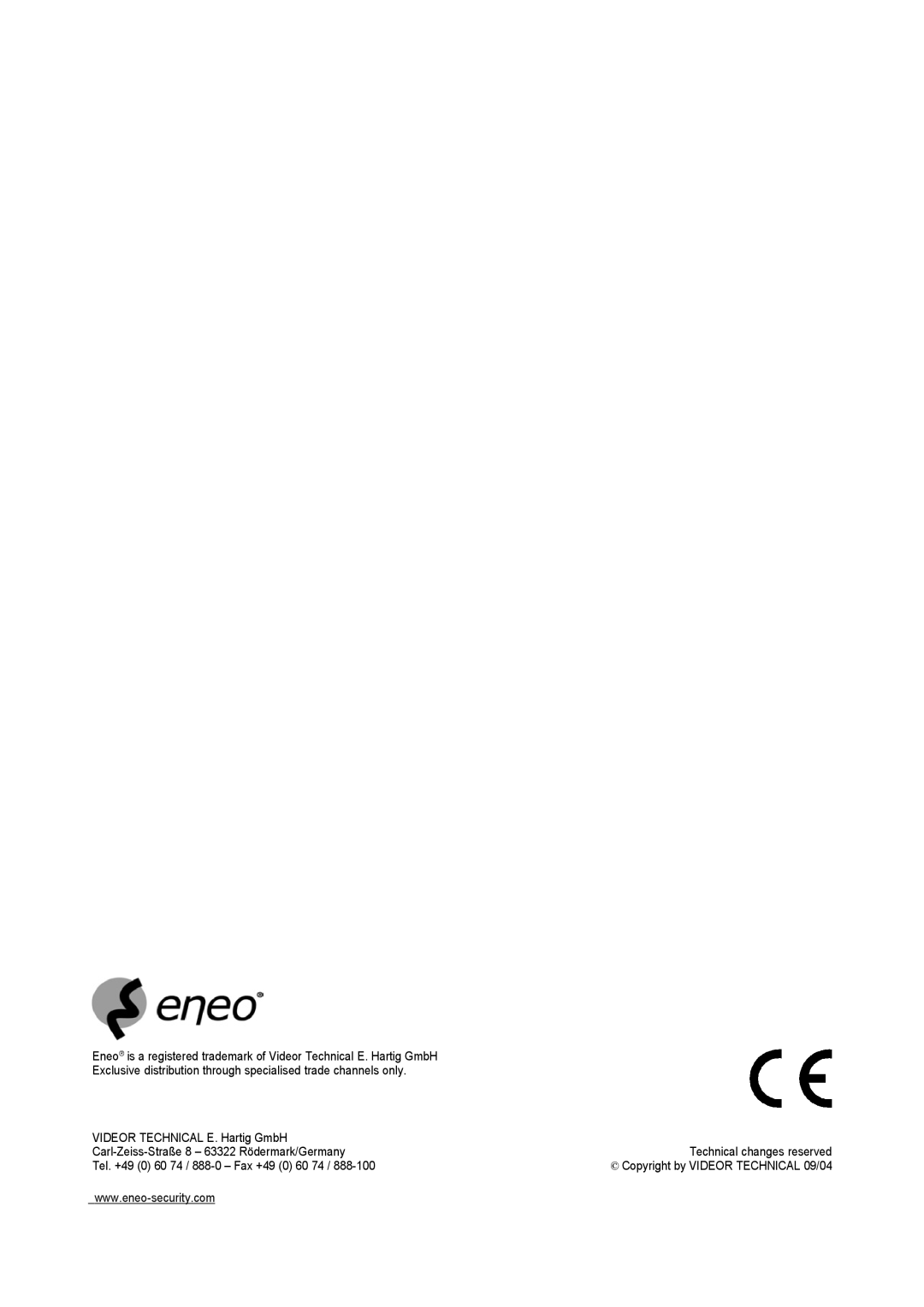 EverFocus EKR-KB1 operating instructions Copyright by Videor Technical 09/04 