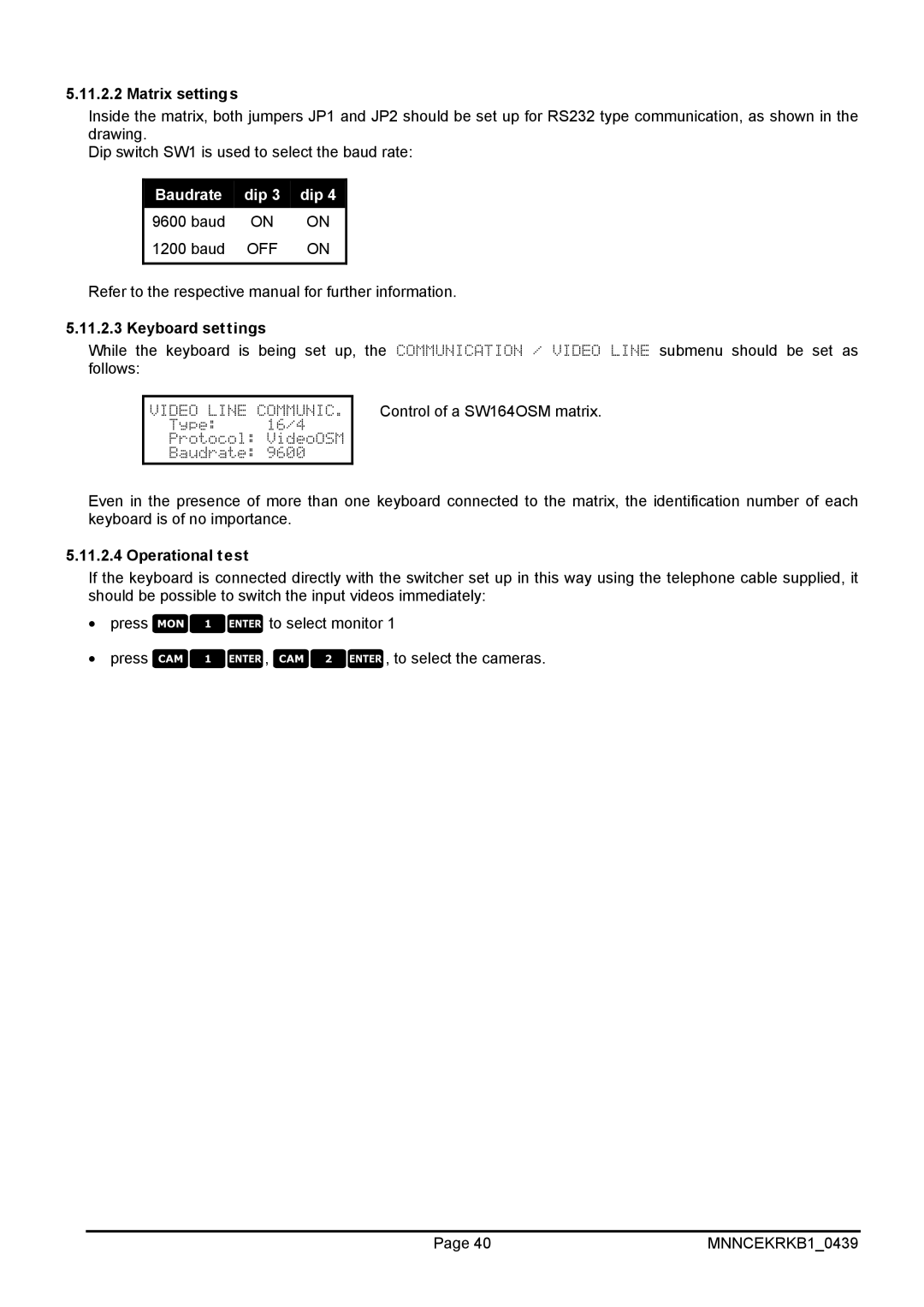 EverFocus EKR-KB1 operating instructions Baudrate Dip 