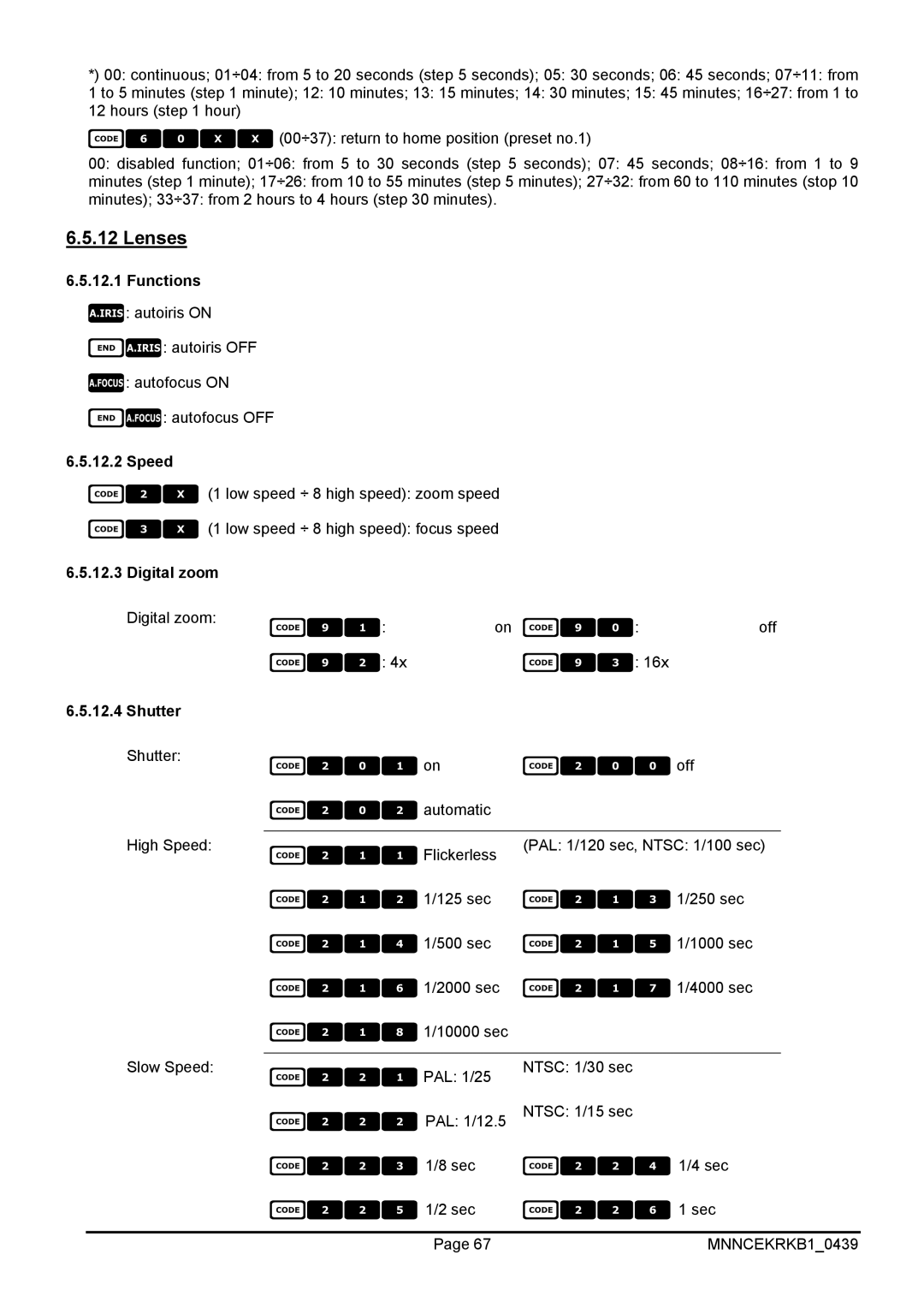 EverFocus EKR-KB1 operating instructions Lenses, Functions, Speed, Digital zoom, Shutter 