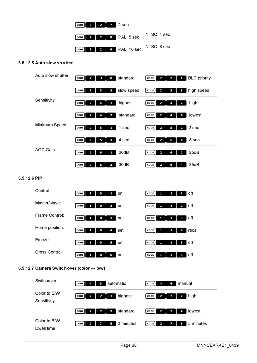 EverFocus EKR-KB1 operating instructions Auto slow shutter, Camera Switchover color ↔ b/w 