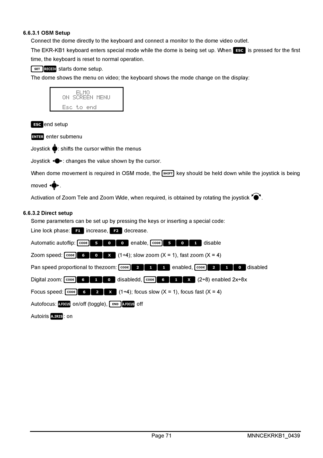 EverFocus EKR-KB1 operating instructions OSM Setup, Direct setup 