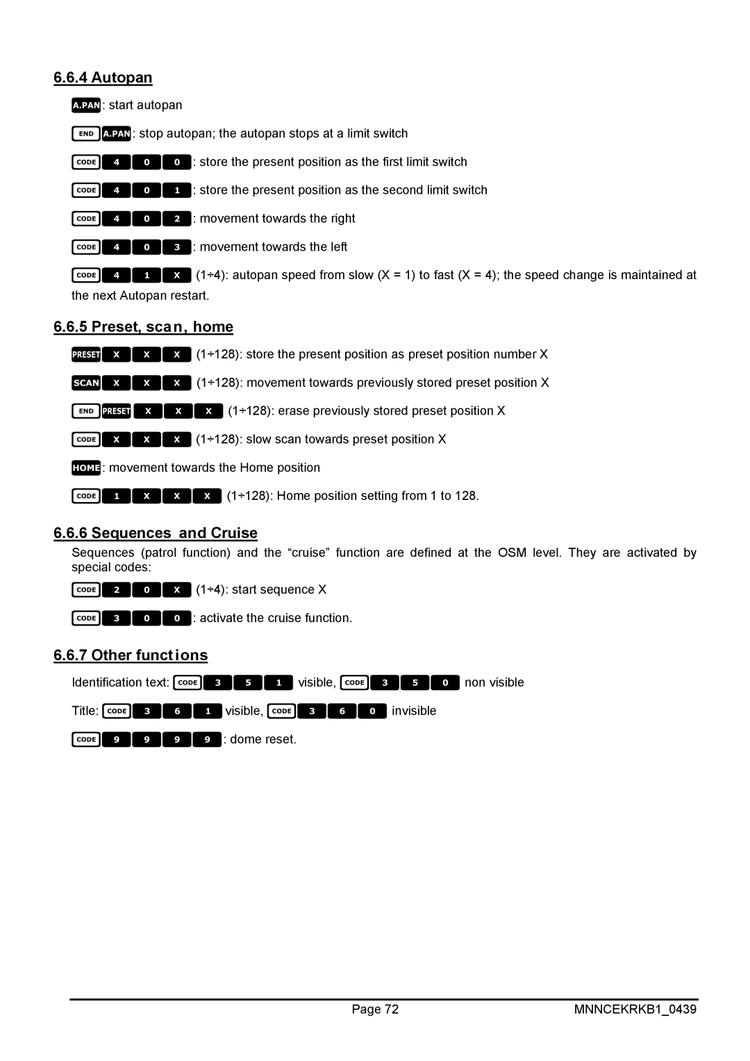 EverFocus EKR-KB1 operating instructions Autopan, Sequences and Cruise 