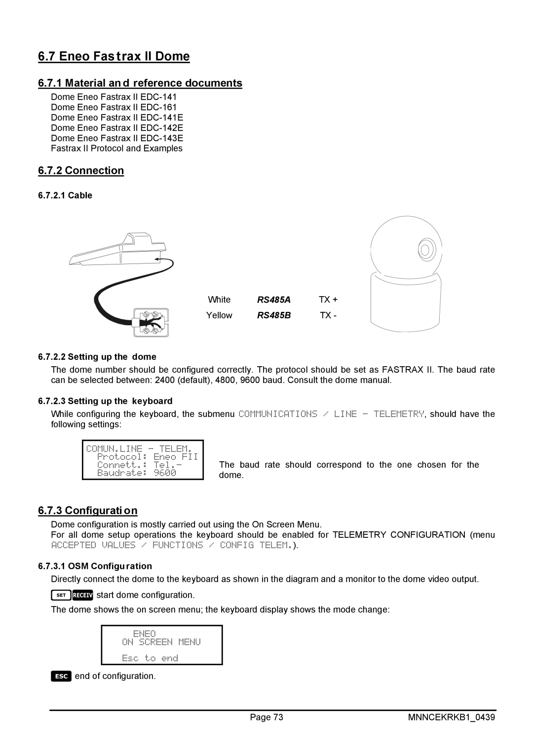 EverFocus EKR-KB1 operating instructions Eneo Fastrax II Dome, Material and reference documents, Setting up the dome 