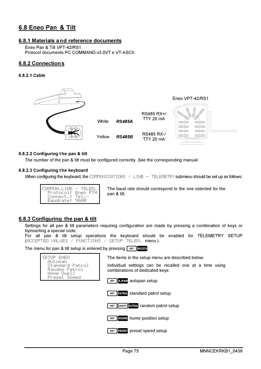 EverFocus EKR-KB1 operating instructions Eneo Pan & Tilt, Configuring the pan & tilt, Configuring the keyboard 