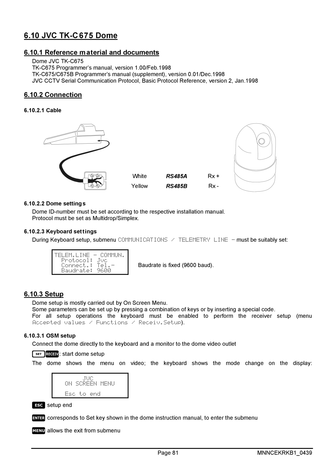 EverFocus EKR-KB1 operating instructions JVC TK-C675 Dome, Reference material and documents 