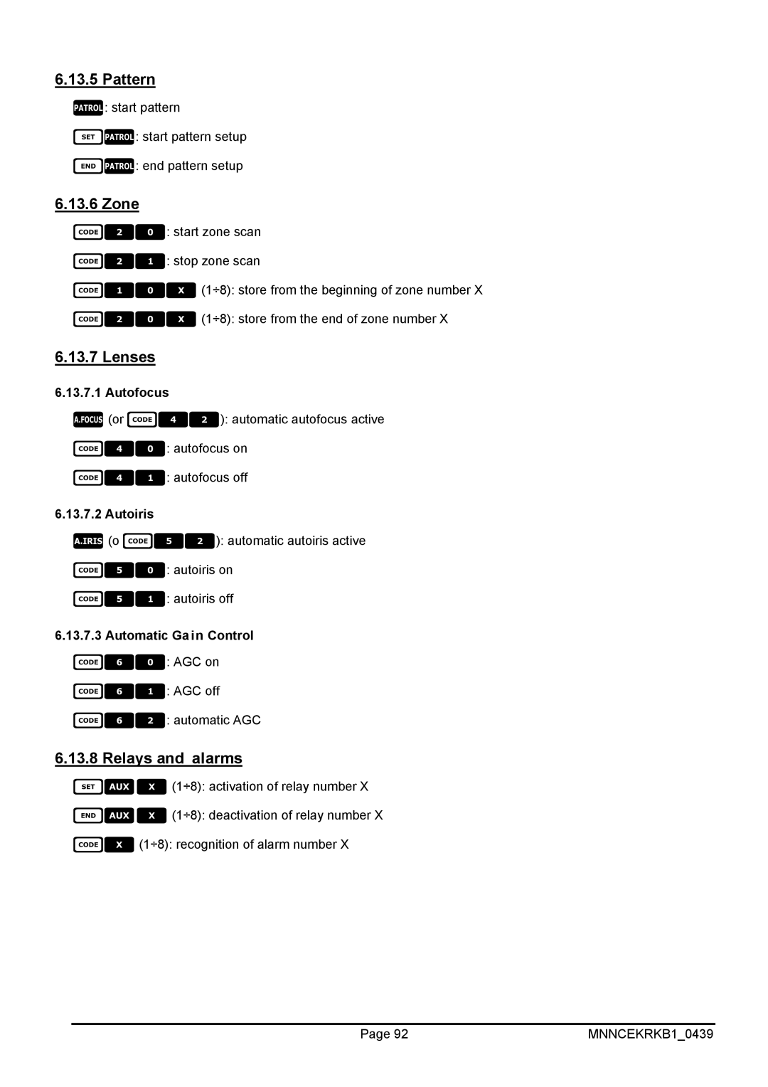 EverFocus EKR-KB1 operating instructions Pattern, Zone, Relays and alarms 