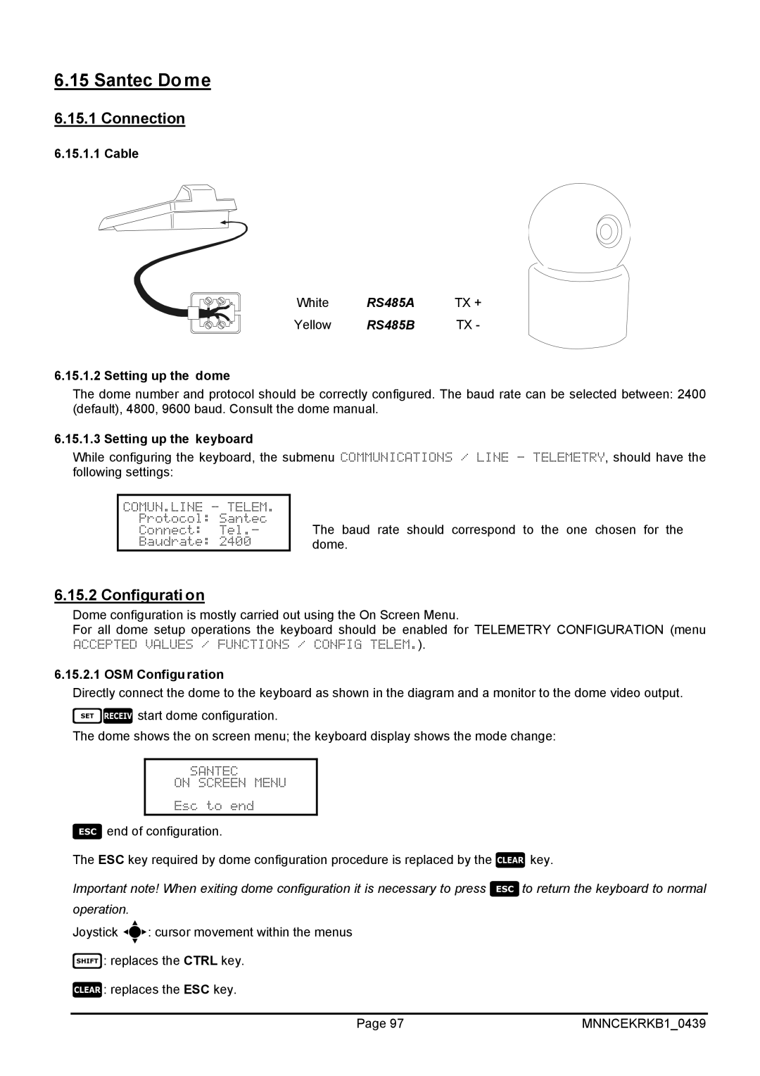 EverFocus EKR-KB1 operating instructions Santec Dome, Connection 