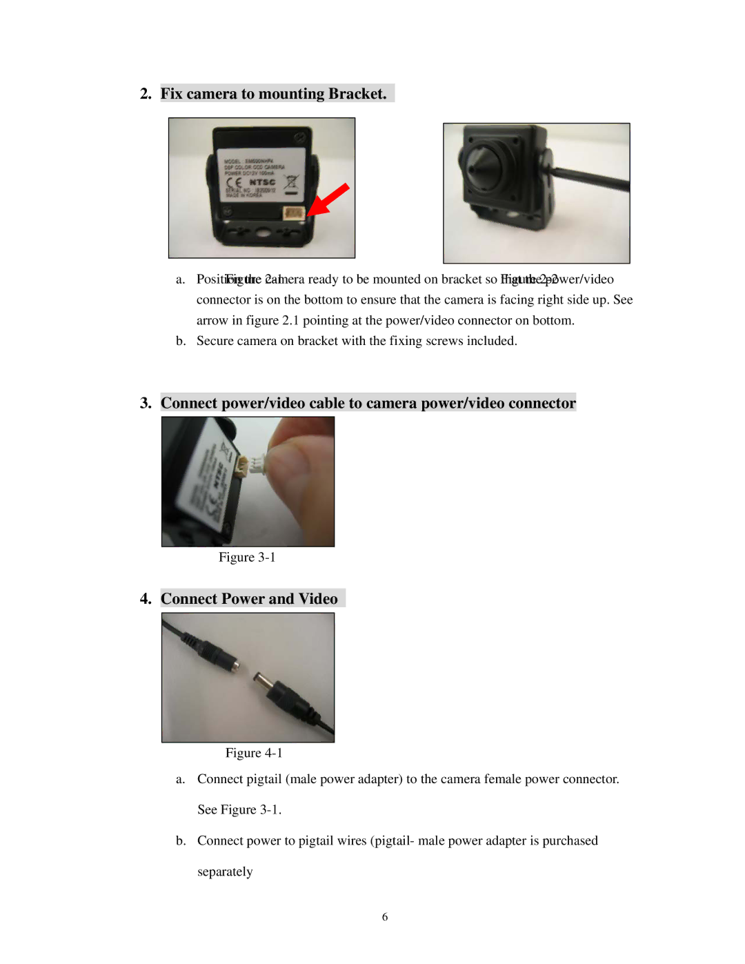 EverFocus EM500NH P2, EM500NH P3, EM500NH P1 specifications Fix camera to mounting Bracket 