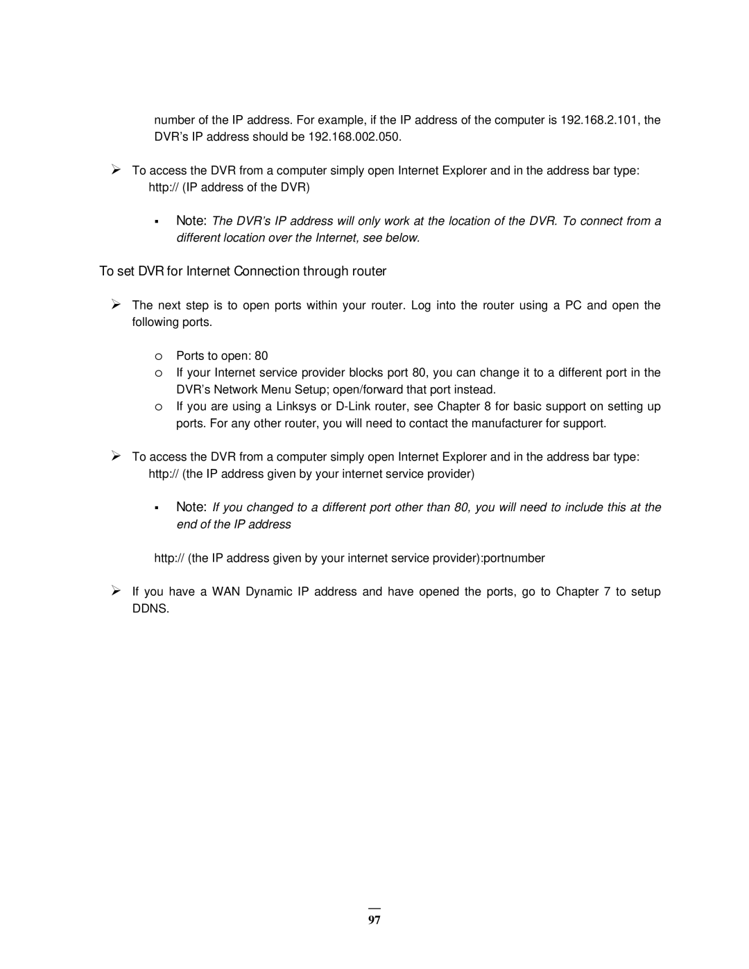 EverFocus EMV1200 user manual To set DVR for Internet Connection through router 