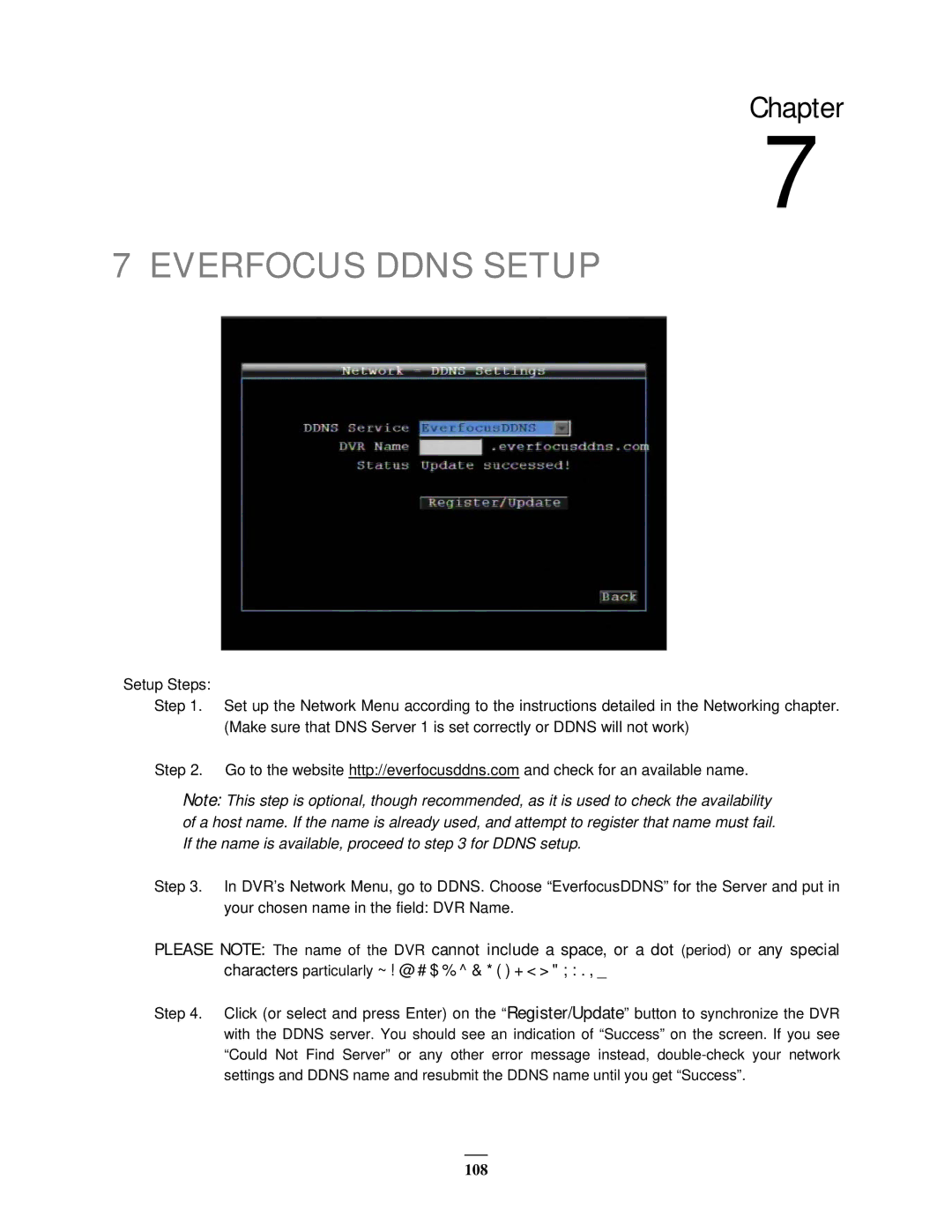 EverFocus EMV1200 user manual Everfocus Ddns Setup 