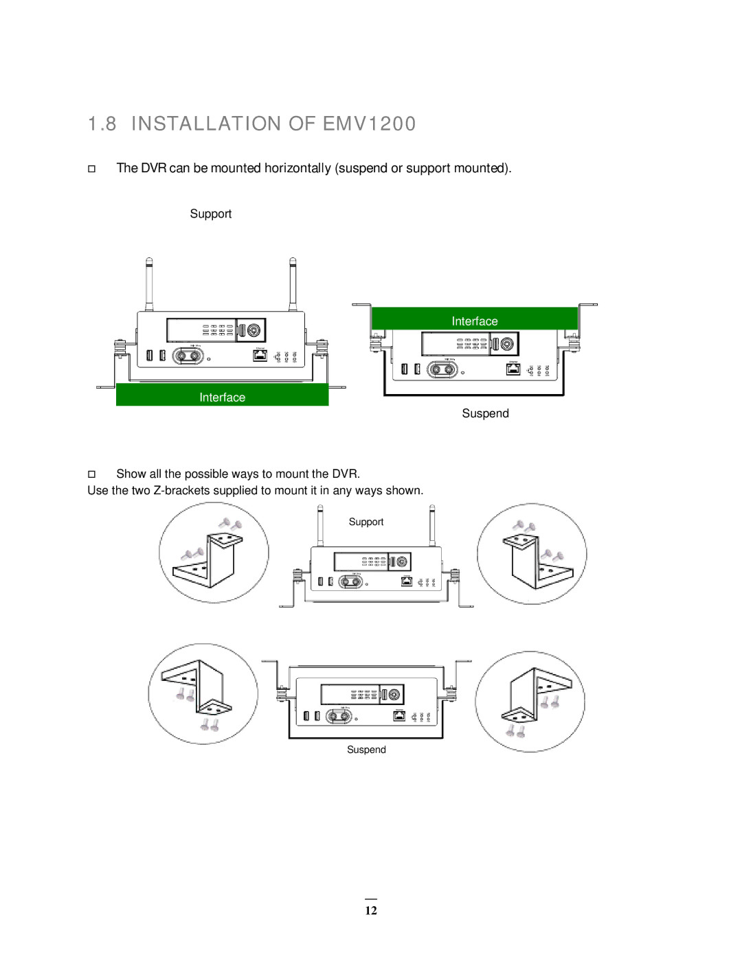 EverFocus user manual Installation of EMV1200, Interface 