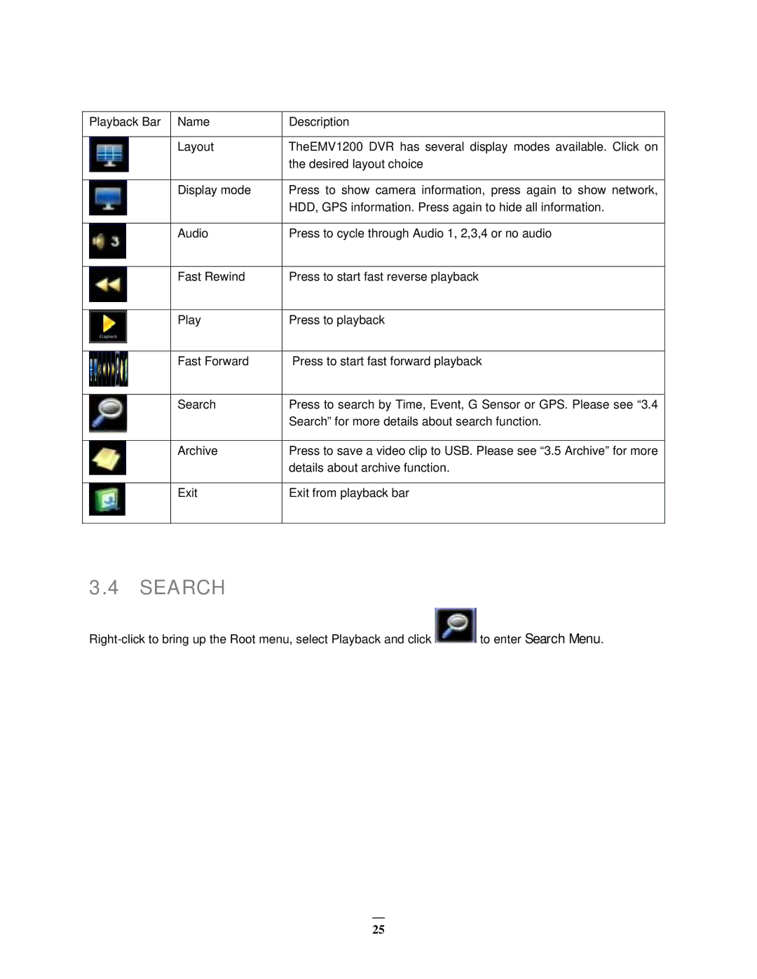 EverFocus EMV1200 user manual Search 