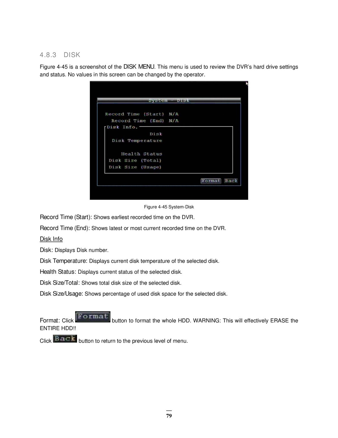 EverFocus EMV1200 user manual Disk Info 