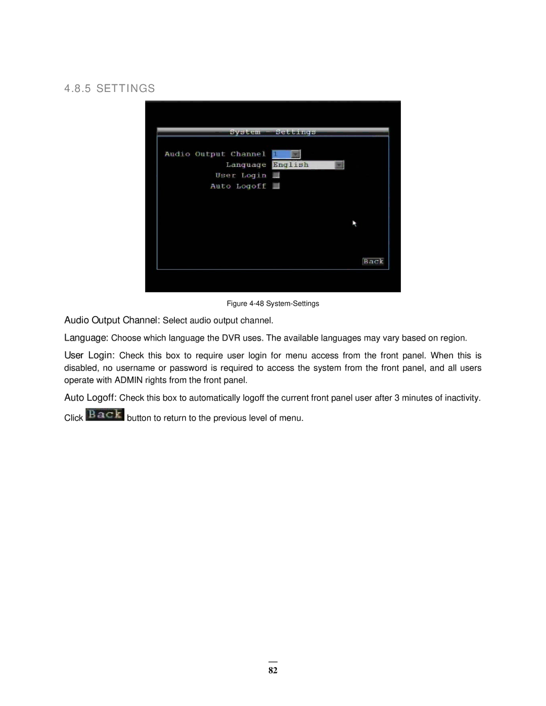 EverFocus EMV1200 user manual Settings 