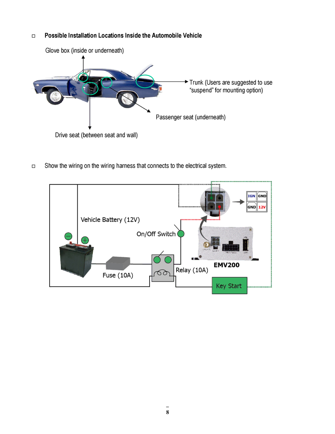 EverFocus EMV200 user manual Trunk Users are suggested to use suspend for mounting option 