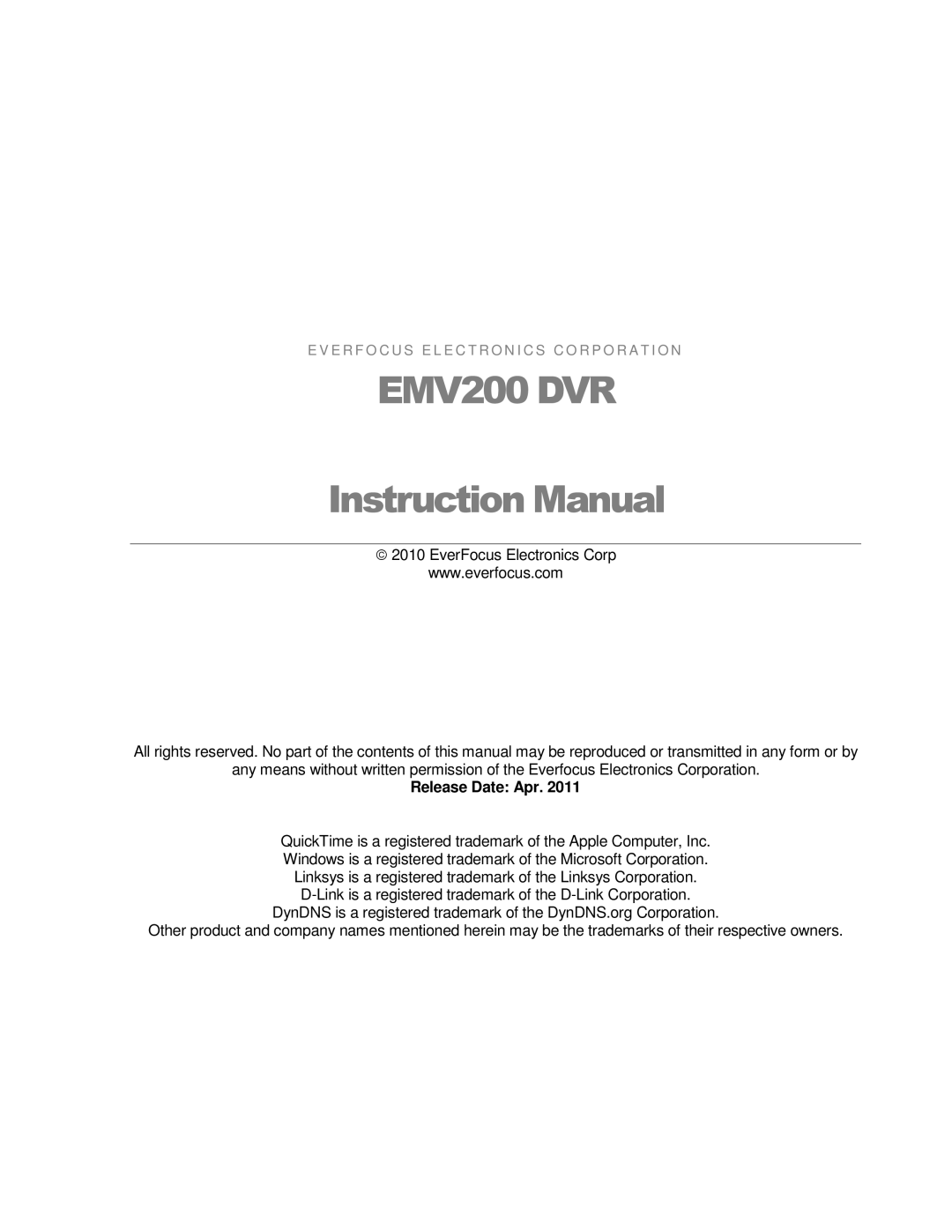 EverFocus user manual EMV200 DVR 