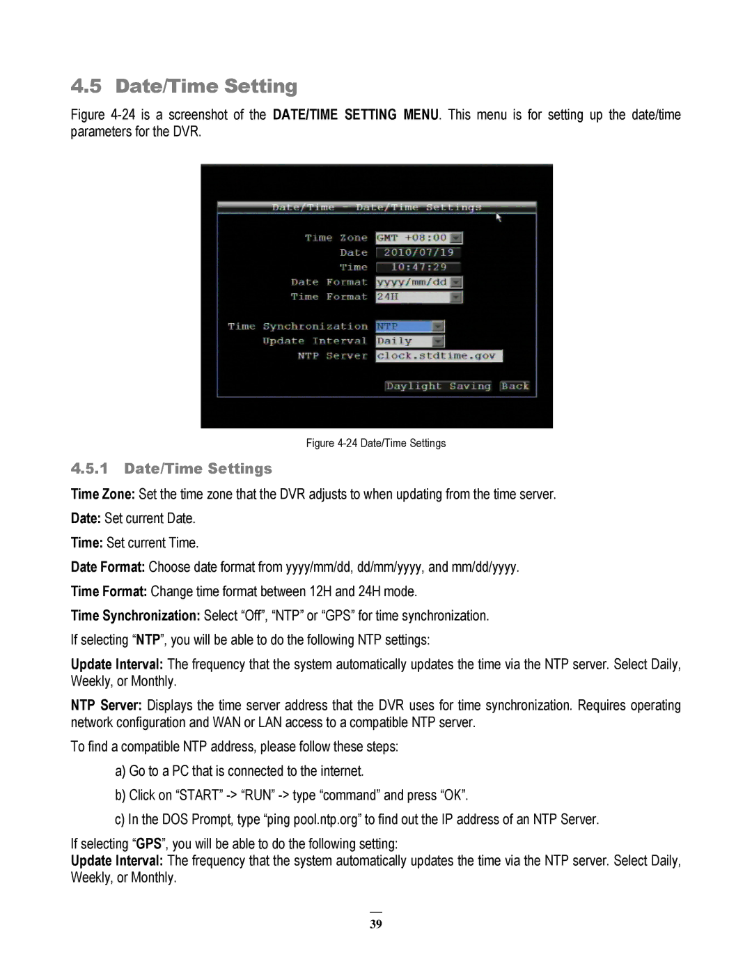 EverFocus EMV200 user manual Date/Time Settings 