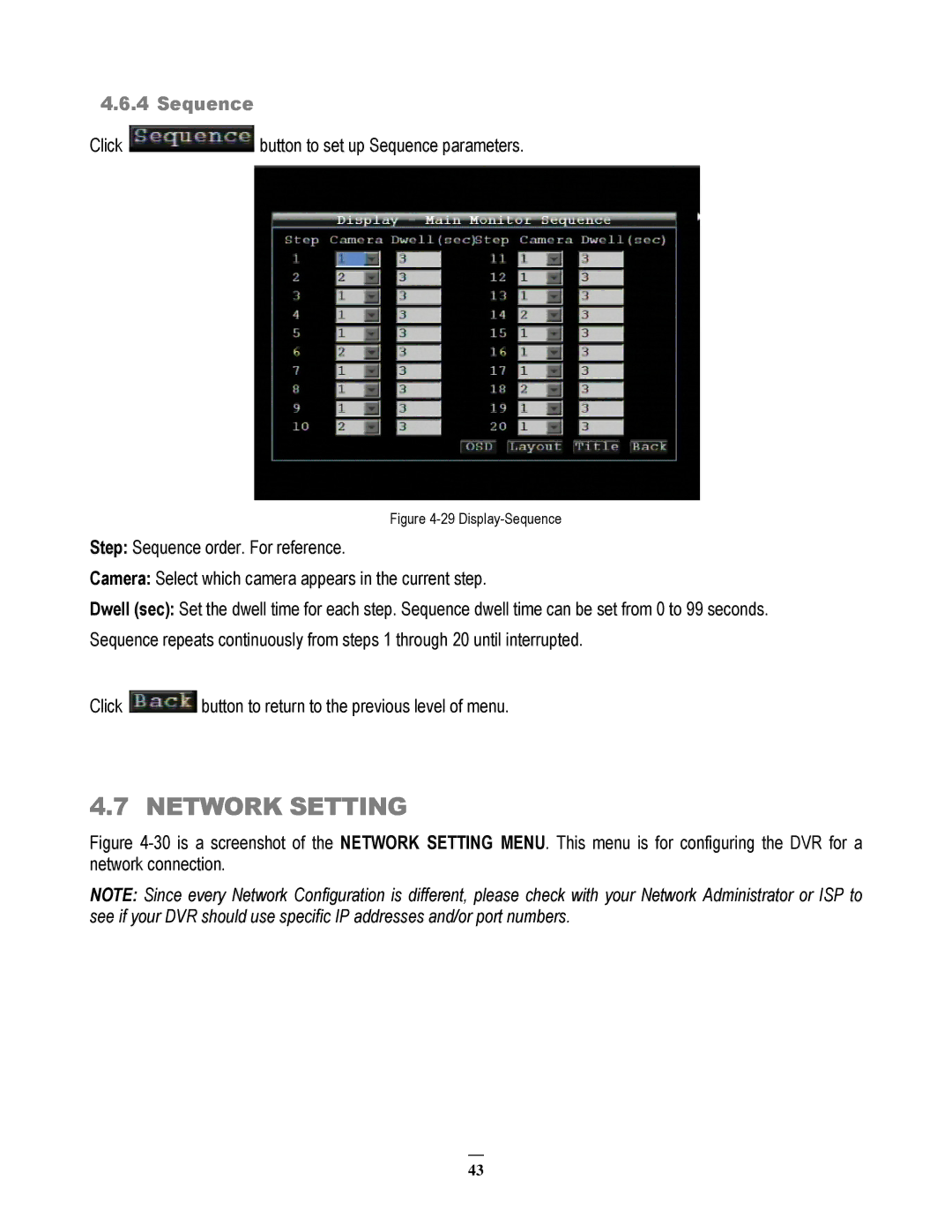 EverFocus EMV200 user manual Network Setting, Click button to set up Sequence parameters 