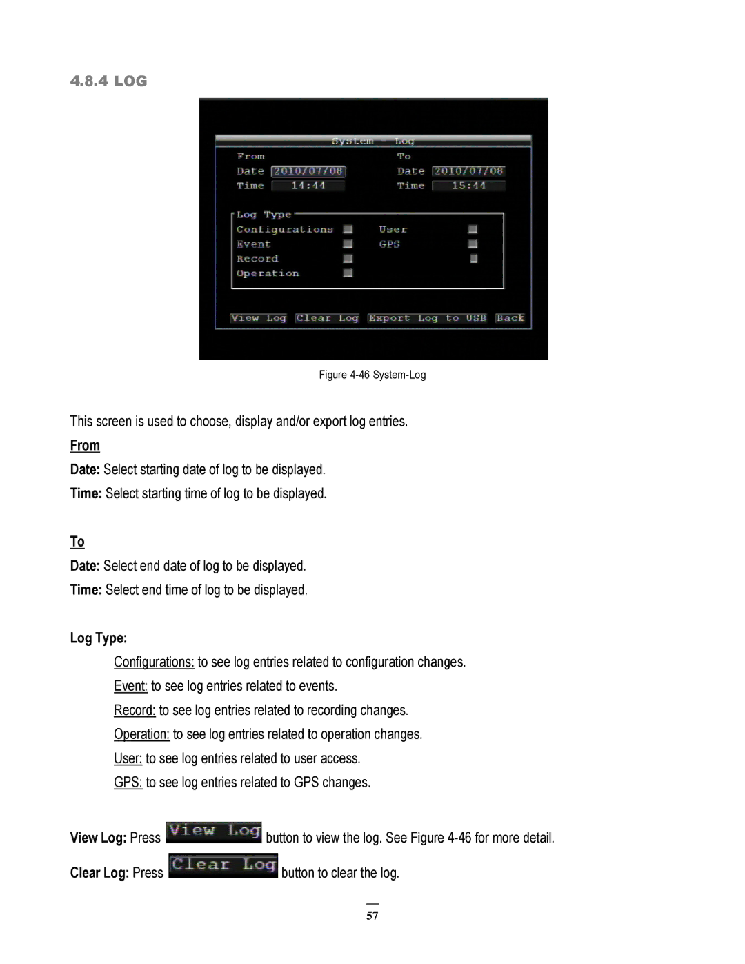 EverFocus EMV200 user manual 4 LOG, System-Log 