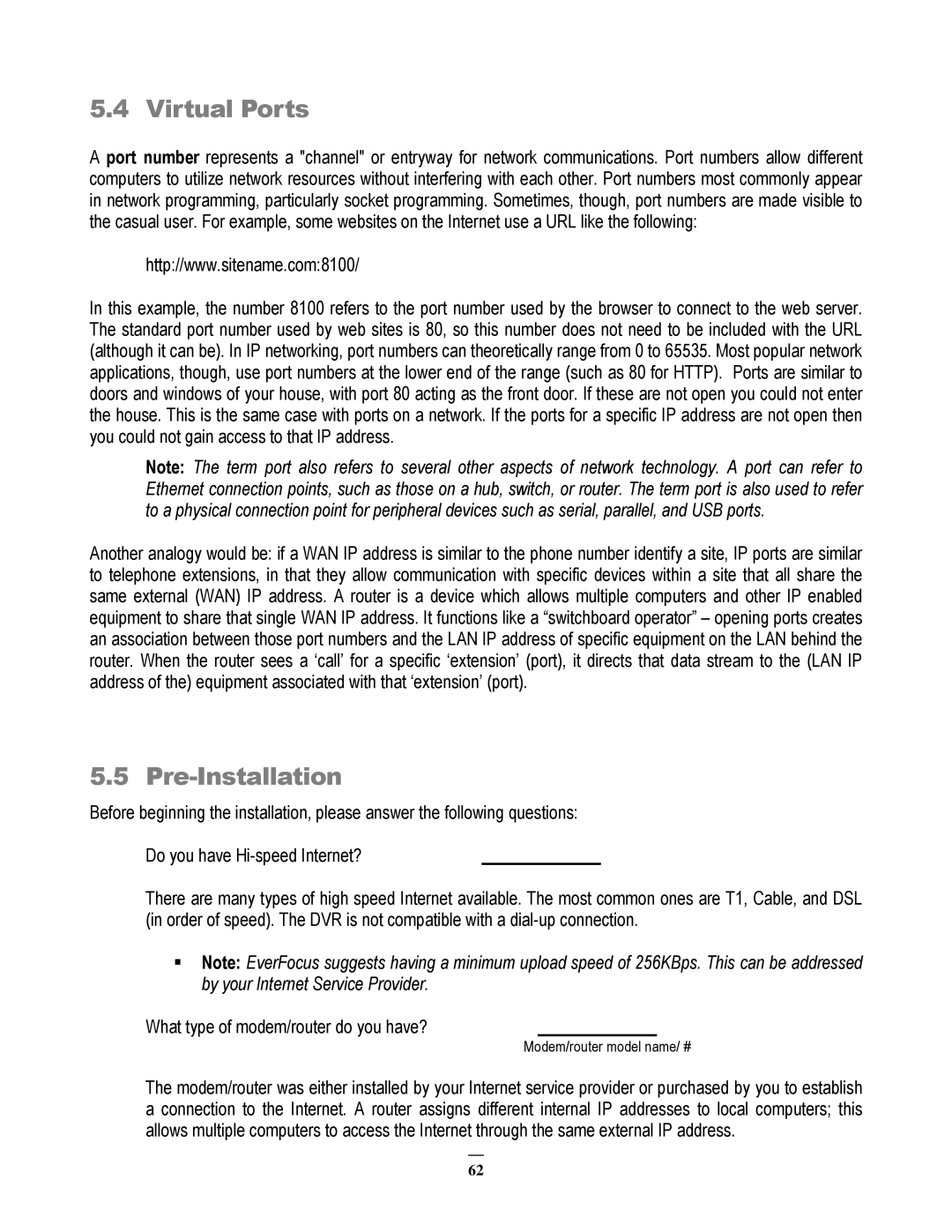 EverFocus EMV200 user manual Virtual Ports, Pre-Installation 