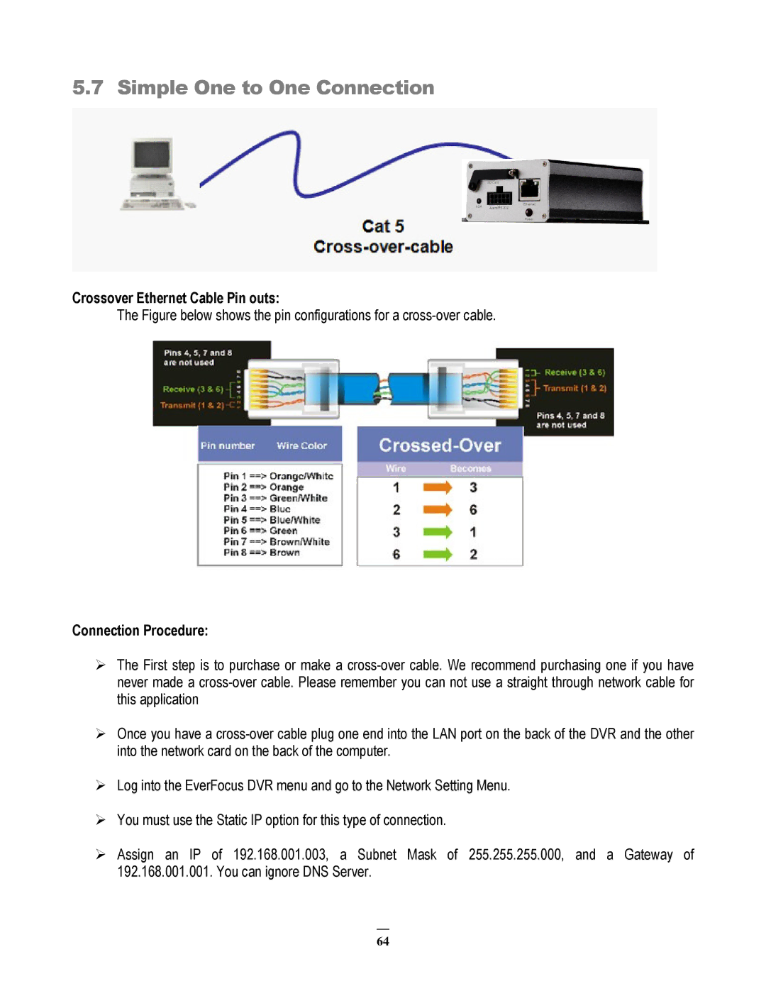 EverFocus EMV200 user manual Simple One to One Connection 