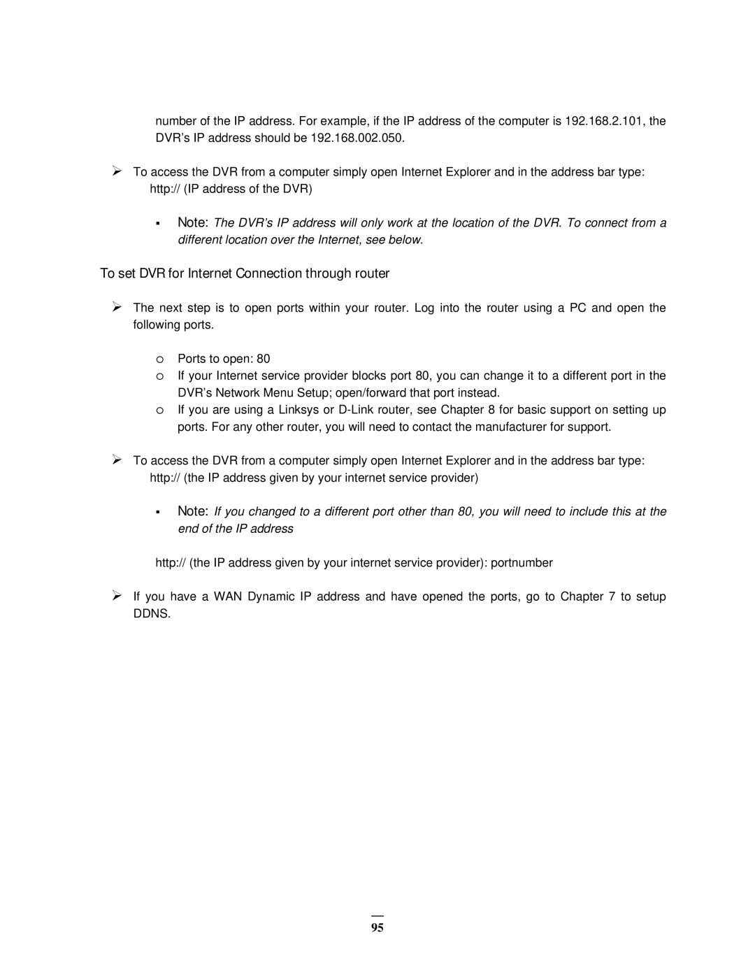 EverFocus EMV400 user manual To set DVR for Internet Connection through router 