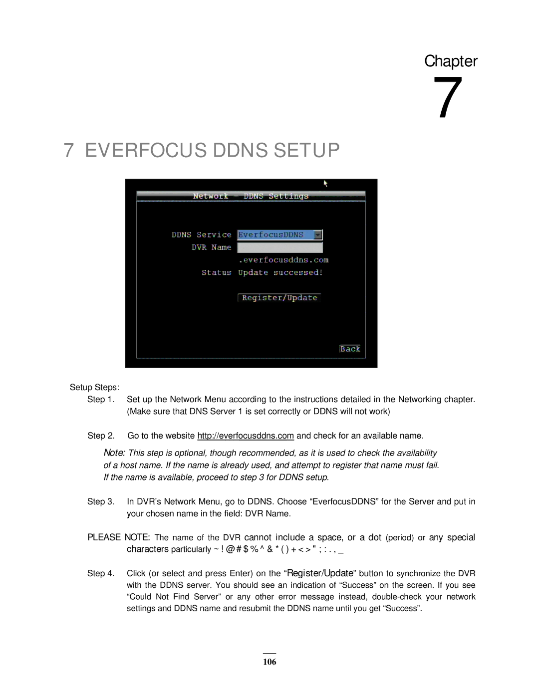 EverFocus EMV400 user manual Everfocus Ddns Setup 