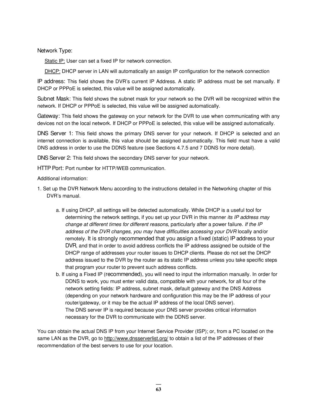 EverFocus EMV400 user manual Network Type 