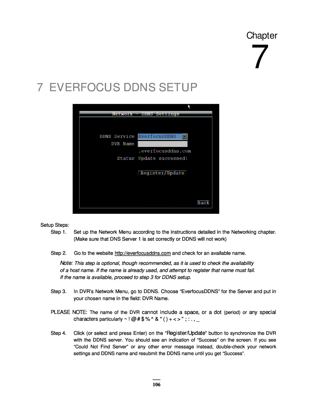 EverFocus EMV400 user manual Everfocus Ddns Setup, Chapter 