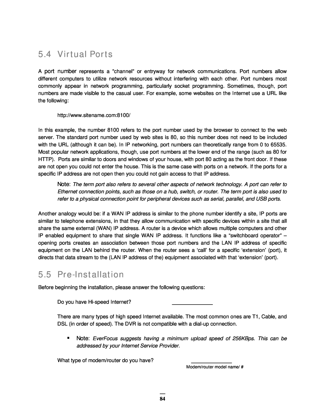 EverFocus EMV400 user manual Virtual Ports, Pre-Installation 