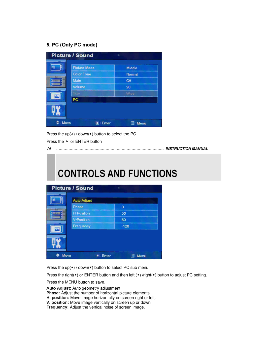 EverFocus EN-7515C instruction manual PC Only PC mode 