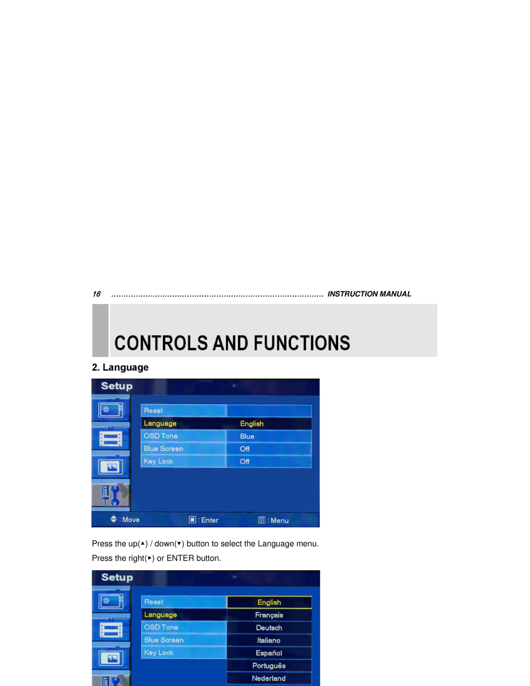 EverFocus EN-7515C instruction manual Language 