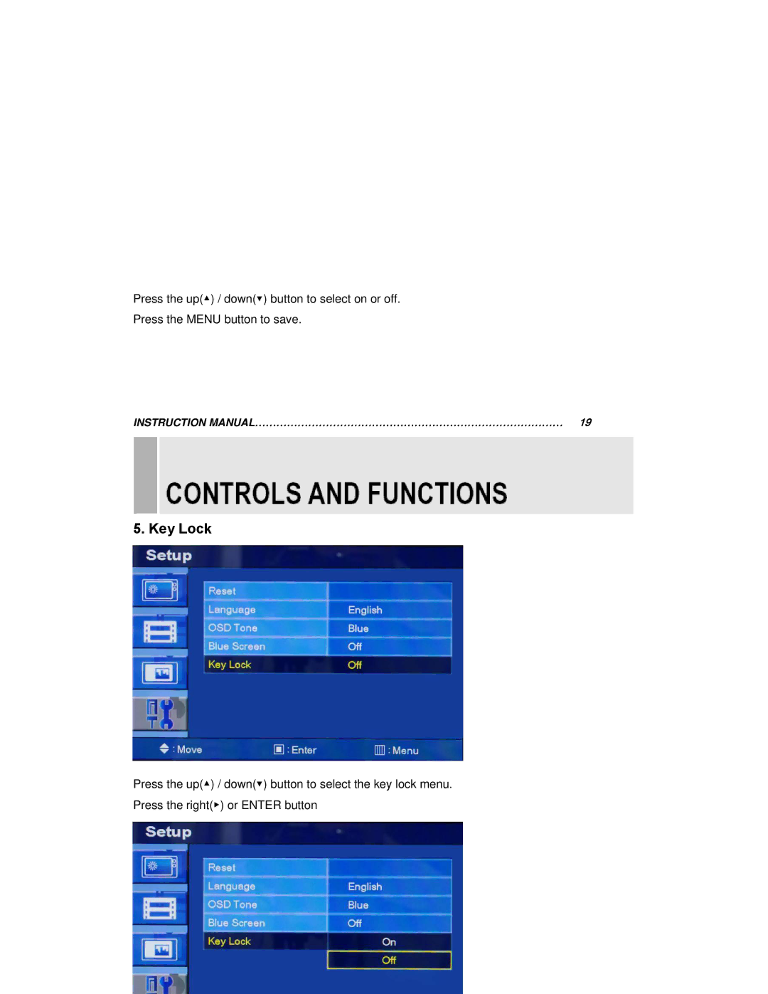 EverFocus EN-7515C instruction manual Key Lock 