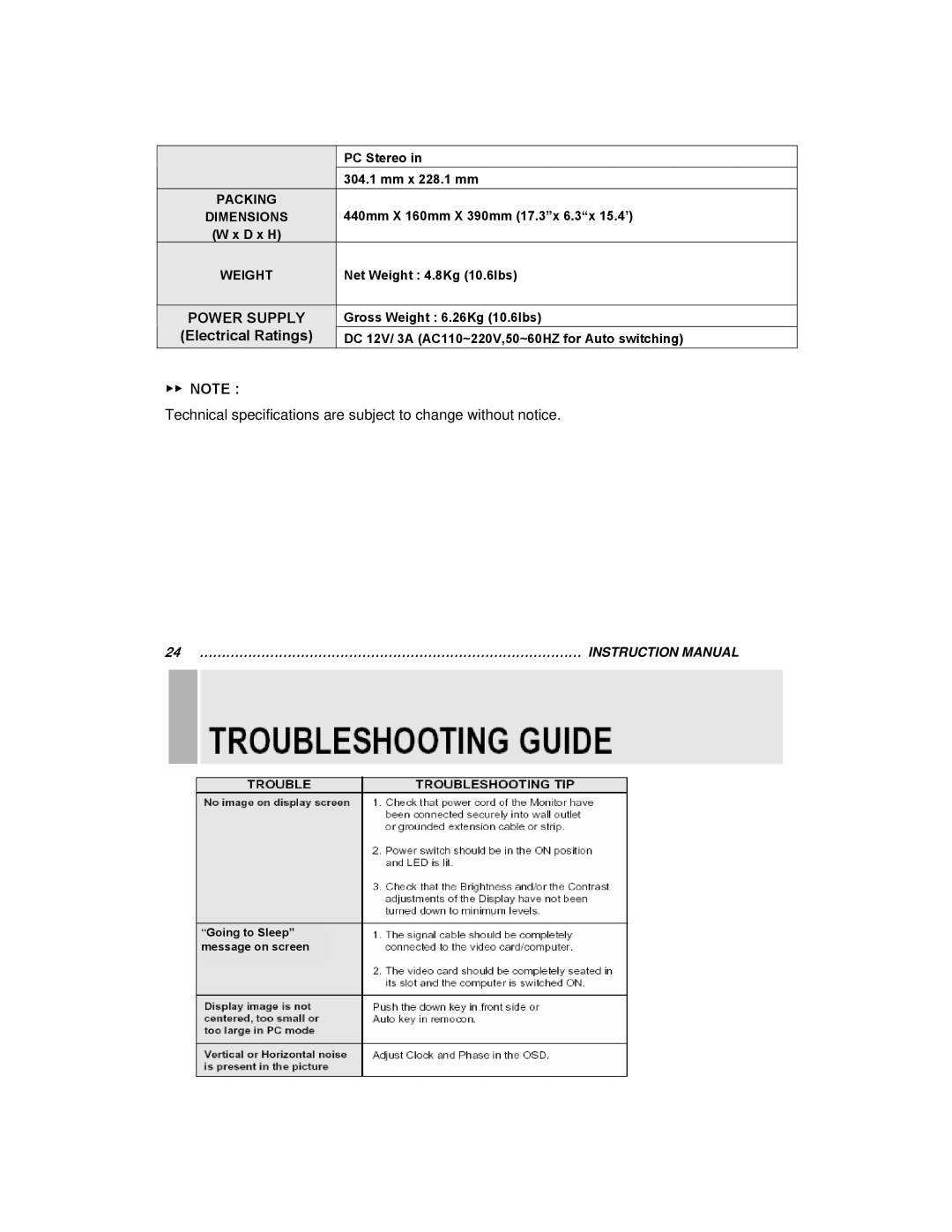 EverFocus EN-7515C instruction manual Power Supply 