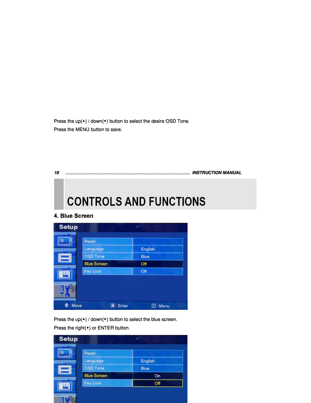EverFocus EN-7515C instruction manual Blue Screen 