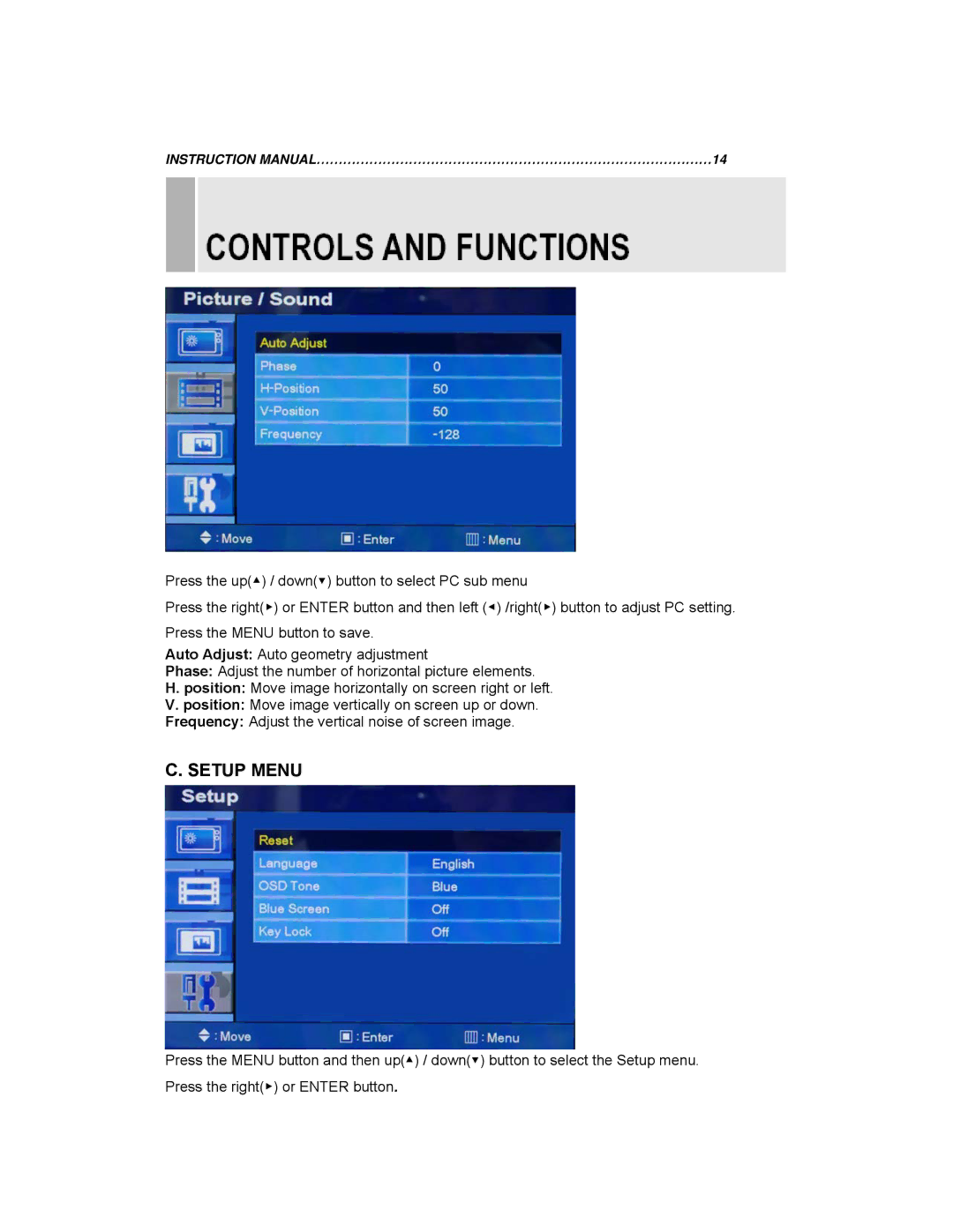 EverFocus EN-7517E, EN-7519E instruction manual Setup Menu 