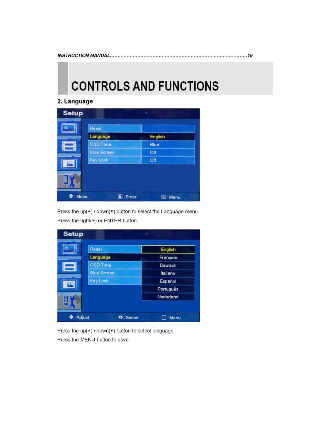 EverFocus EN-7517E, EN-7519E instruction manual Language 