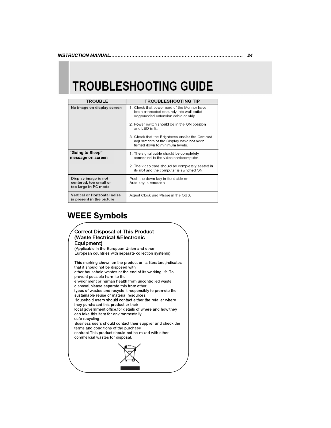 EverFocus EN-7517E, EN-7519E instruction manual Weee Symbols 