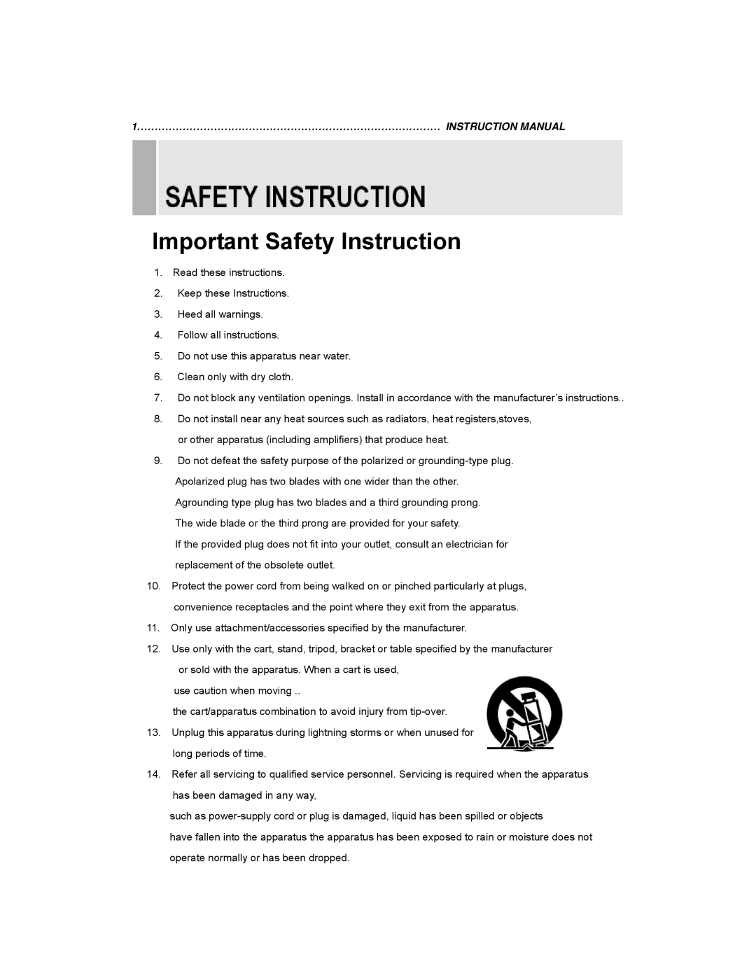 EverFocus EN-7519E, EN-7517E instruction manual Important Safety Instruction 