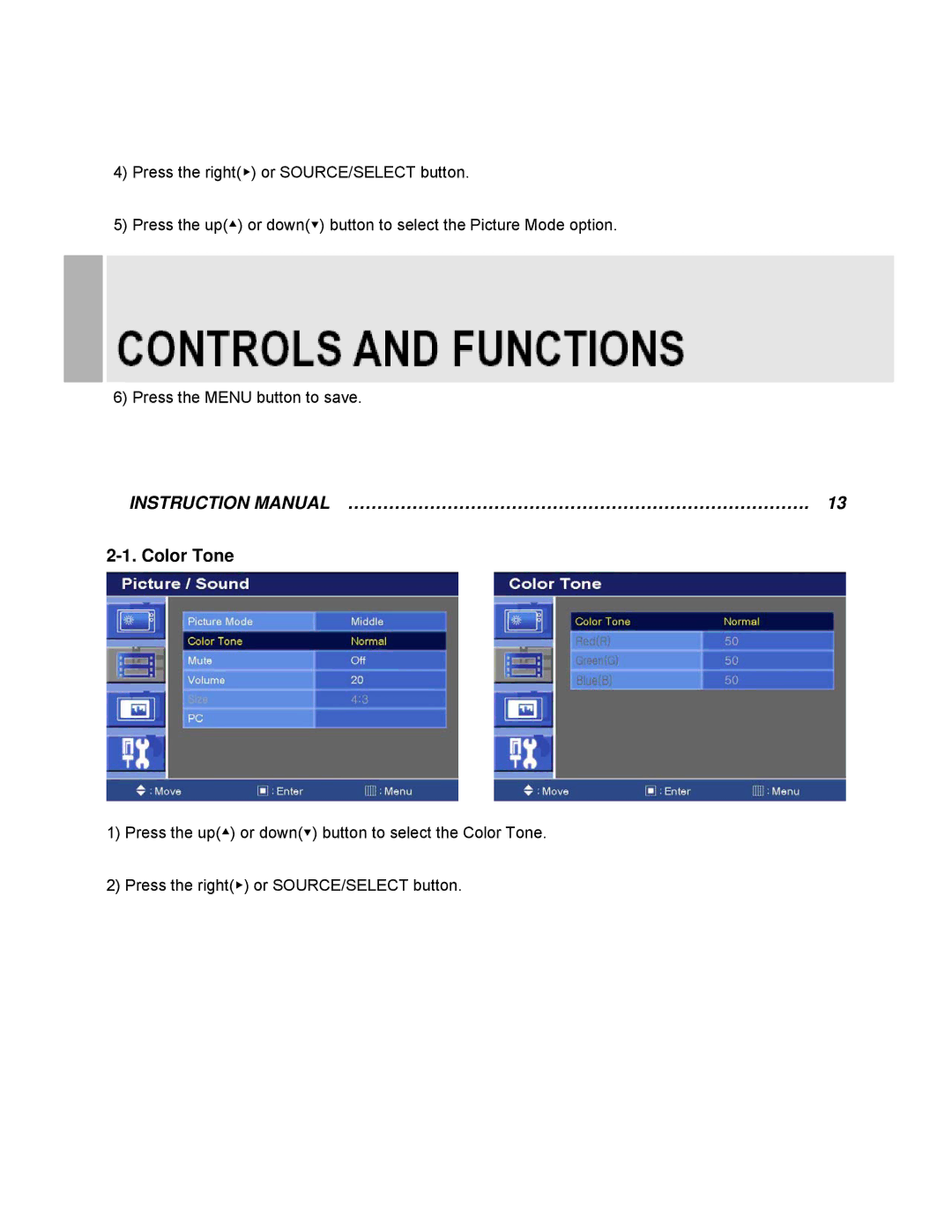 EverFocus EN-7517C, EN-7519C instruction manual Color Tone 