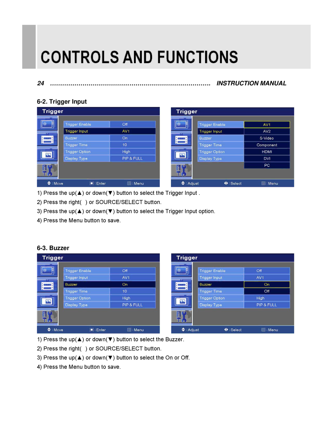 EverFocus EN-7517C, EN-7519C instruction manual Trigger Input, Buzzer 