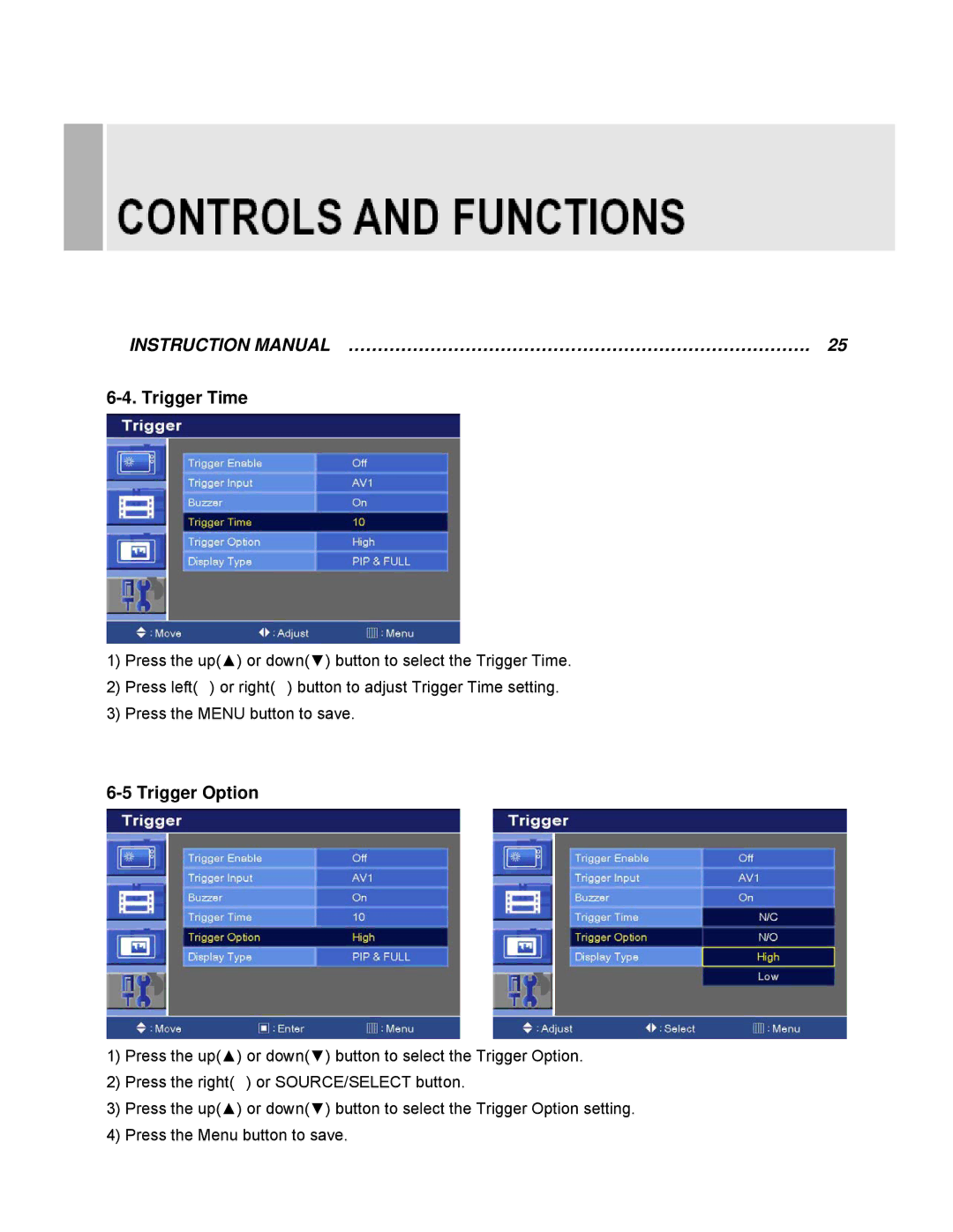 EverFocus EN-7519C, EN-7517C instruction manual Trigger Time, Trigger Option 